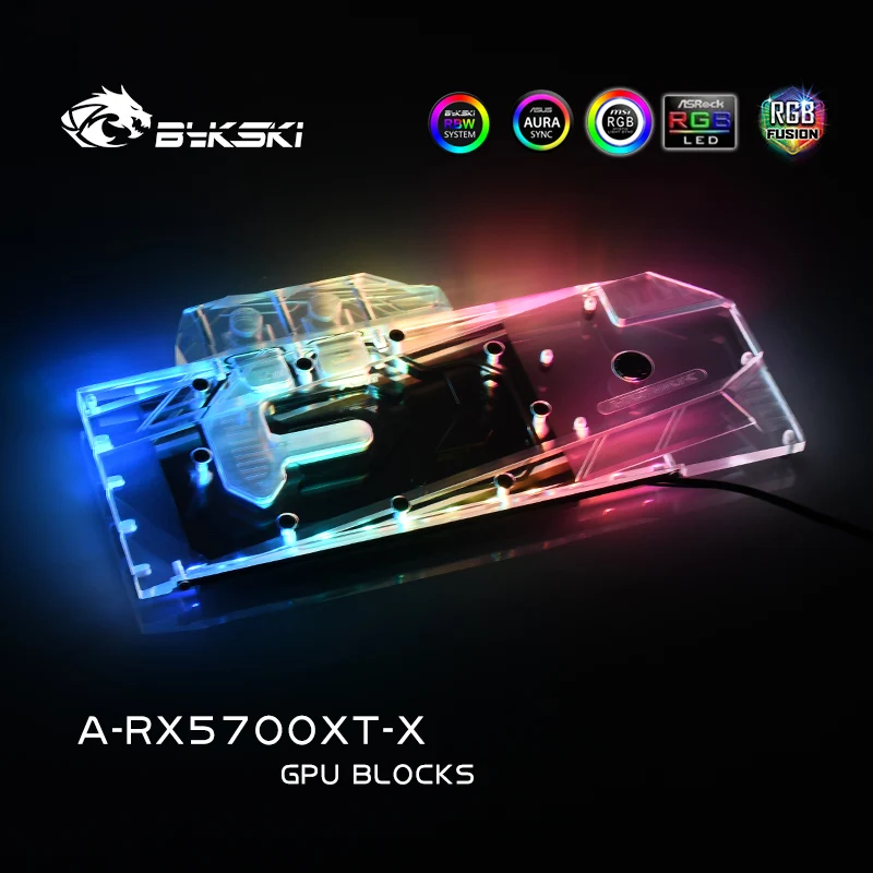 Bykski Water Block use for AMD Radeon RX 5700 / 5700XT GPU Card / Full Cover Copper Radiator Block/3PIN 5V A-RGB / 4PIN 12V RGB