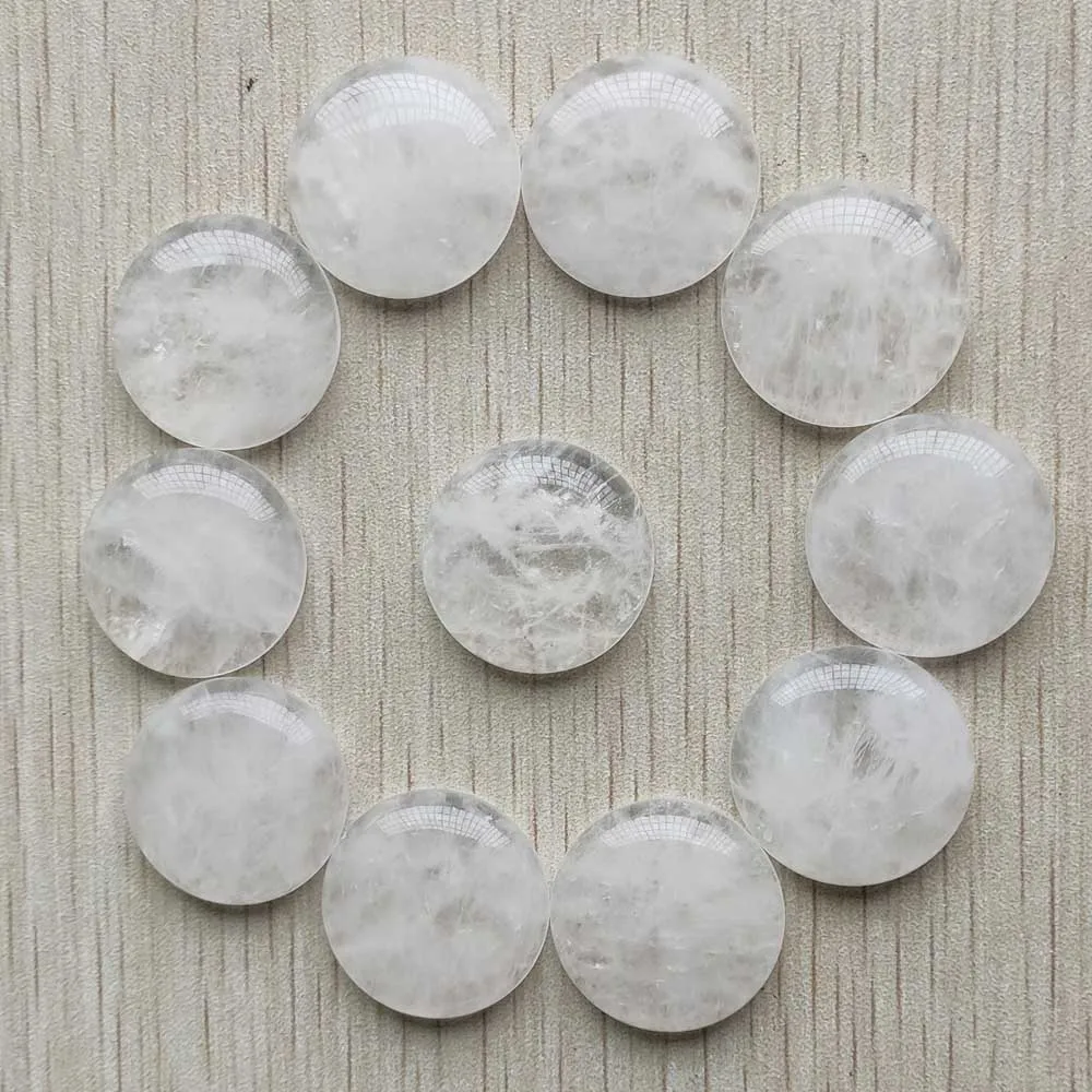 Fashion natural white crystal round cabochon beads 25mm for jewelry Accessories making free shipping Wholesale 12pcs/lot