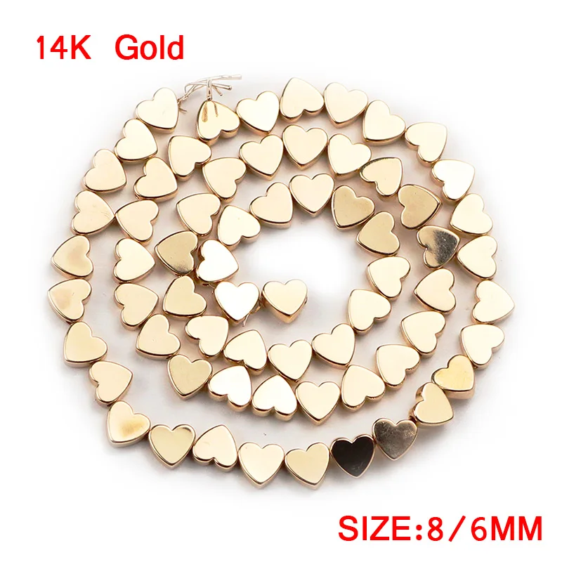 JHNBY 6x5mm Rose Gold Color Hematite Beads Love Heart Natural Stone Loose Beads For Jewelry Making DIY Necklace Bracelets 15\'\'