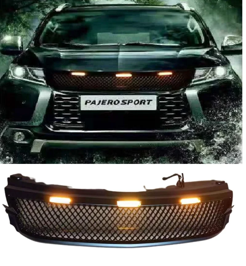 Vechile Front Grill Grille Fit For Mitsubishi Pajero Sports 2016 2017 2018 Racing Grills Front Bumper Mesh Mask Cover Car Parts