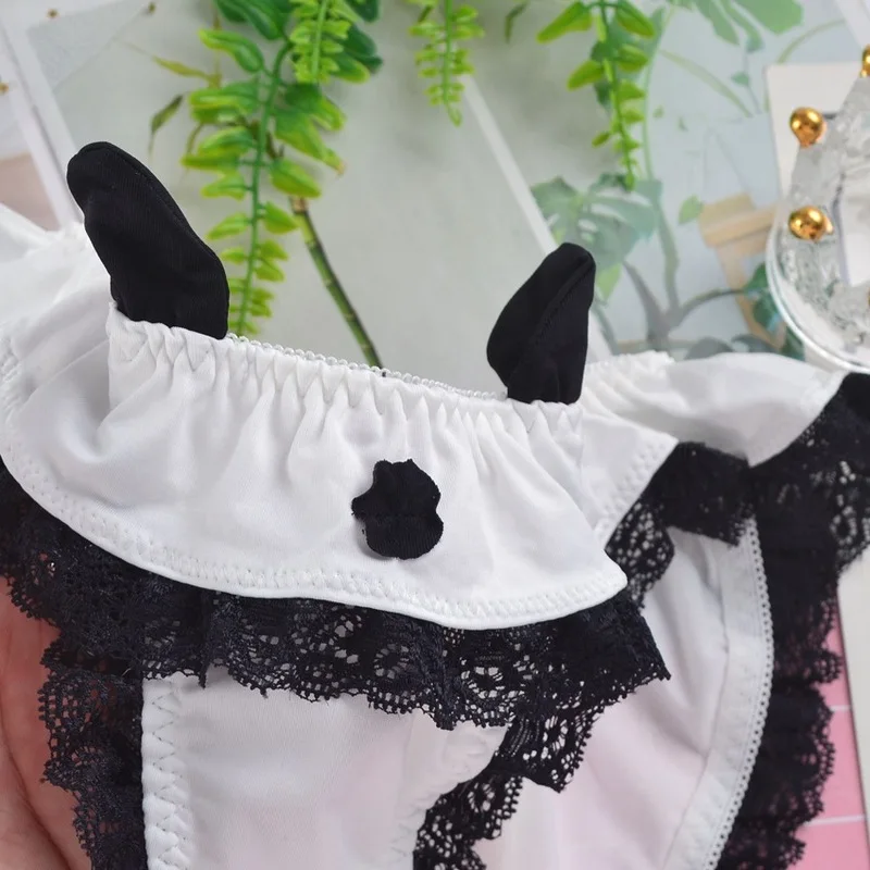 Japanese Style Sexy Lace Women Cute Lovely Cosplay Academy Lolita Milk Silk Panties Low Waist Bow Elasticity Underwear Breifs