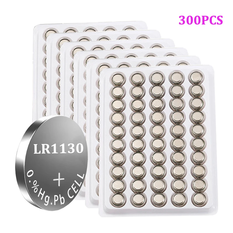 300PCS 1.5v AG10 LR1130 389 SR1130 Button Batteries 189 LR54 Cell Coin Alkaline Battery SR54 389 189 For Watch Computers