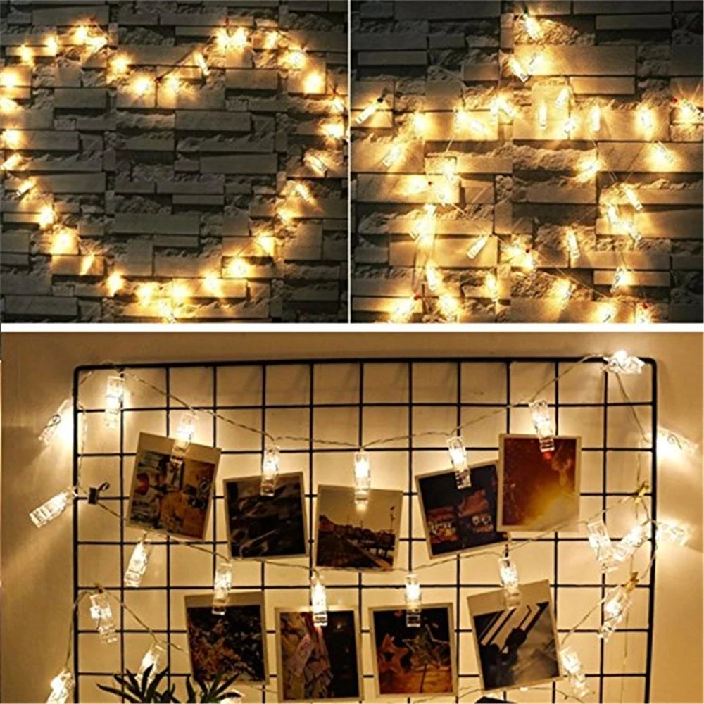 NEW 1.5M 3M 4M Photo Clip Holder LED String lights For Christmas New Year Party Wedding Home Decoration Fairy lights Battery