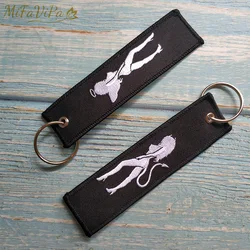 MiFaViPa Embroidery Angel Devil Keychains Porte Fashion Trinkets Gift Motorcycle Car Keys Accessories Key Rings