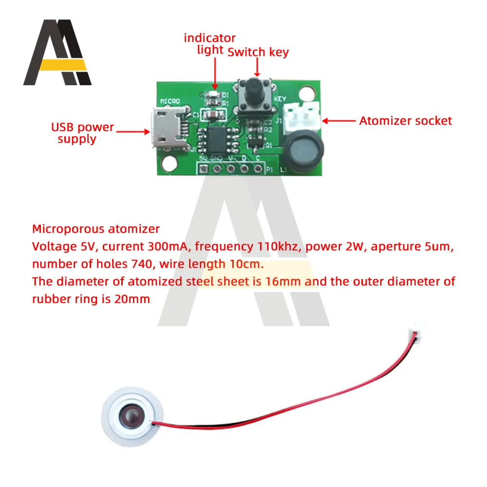 Single/Dual-channel USB Mini Humidifier DIY Kits Mist Maker Driver Circuit Board 5V Fogger Atomization Film Atomizer Sheet