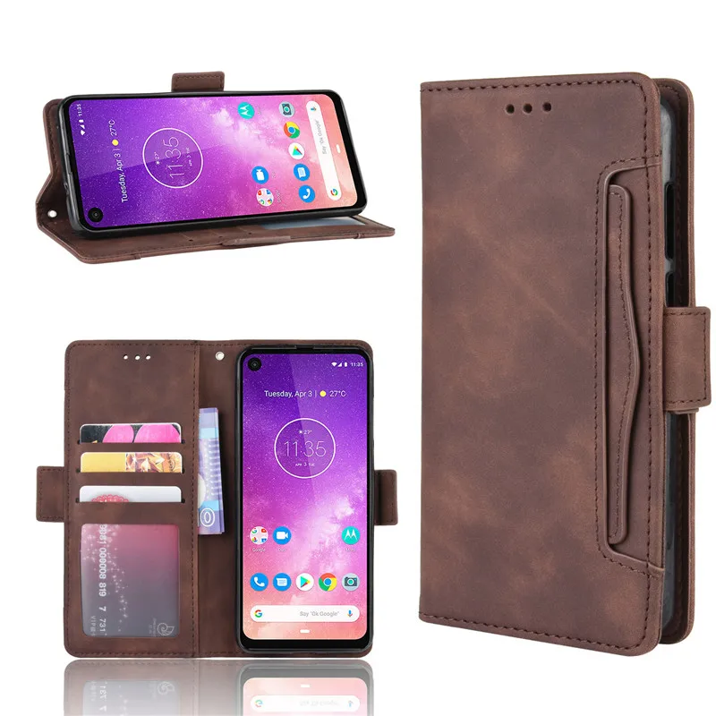 For Motorola One Vision Case Wallet Skin Feel Leather Phone Cover For Motorola OneVision P50 XT1970-3 with Separate Card Slot