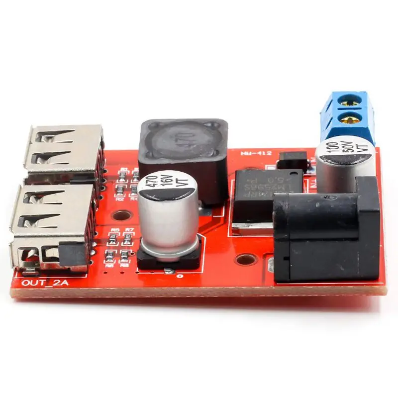 LM2596 LM2596S Dual USB DC-DC 9V 12V 24V 36V to 5V 3A Step Down Buck Converter Board Car Charger Solar Power Supply Module