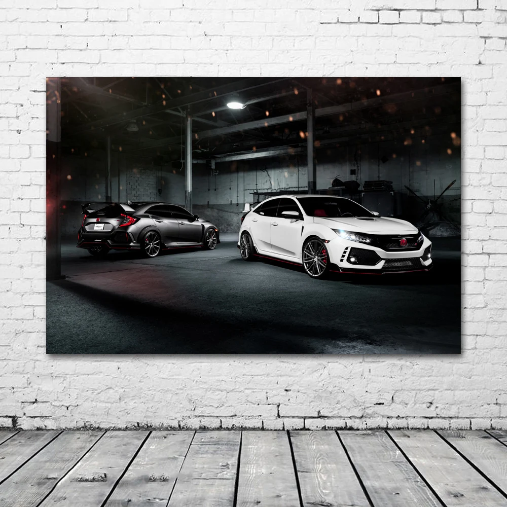 

Honda Civic Type R Dream Car Sport Car Wall Art Posters Fabric Print Canvas Paintings for Living Room Decoration