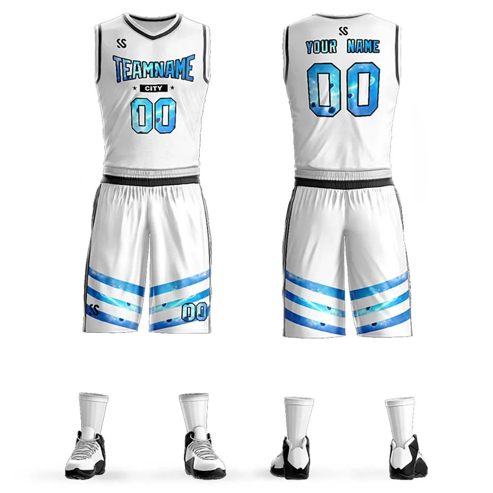 

Men Basketball Jersey Set Custom Basketball Jersey Suit Personalized Design Print Name Number Sports fans Training Uniform White