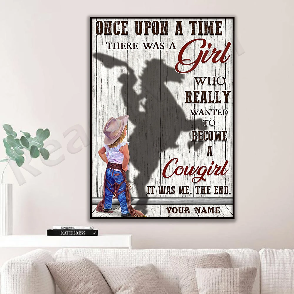 Cowgirl little girl poster Once upon a time a girl who really wanted to be cowgirl poster home living decor poster