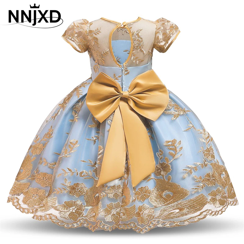 Flower Vintage Embroidery Girls Dress Opening Ceremony Clothing Prom Tutu Party Elegant Wear Girls Princess Dress Kids Vestidos