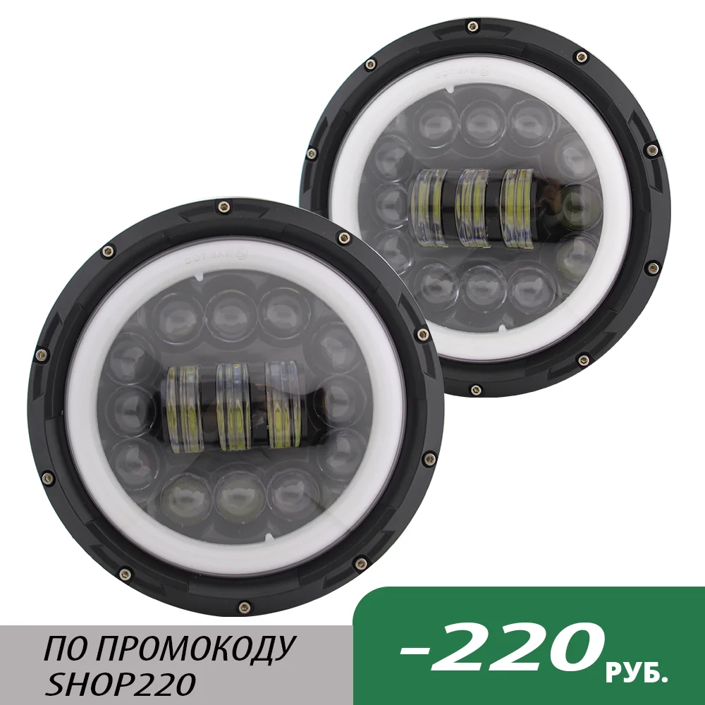 

90W LED Headlight Car Light Motorcycle Lamp Angel Eyes H4 For Lada Niva 4x4 VAZ UAZ Hunter Toyota Suzuki Jeep Wrangler JK