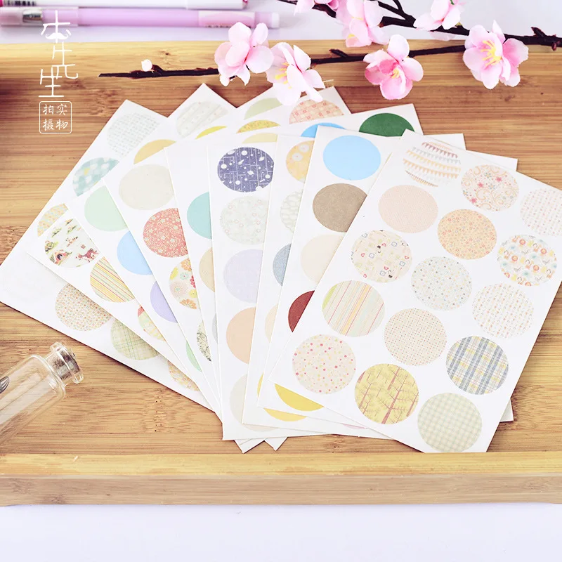 150 Pieces Retro Round Sealing Stickers Bullet Journaling Accessories Stickers Aesthetic Korean Stickers Polka Dot Deco Stickers