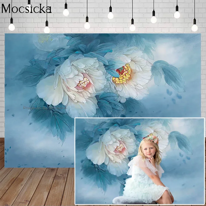 Mocsicka Flower Photography Background Ink Painting Flower Child Pregnant Woman Portrait Photo Backdrops Decoration Props Studio