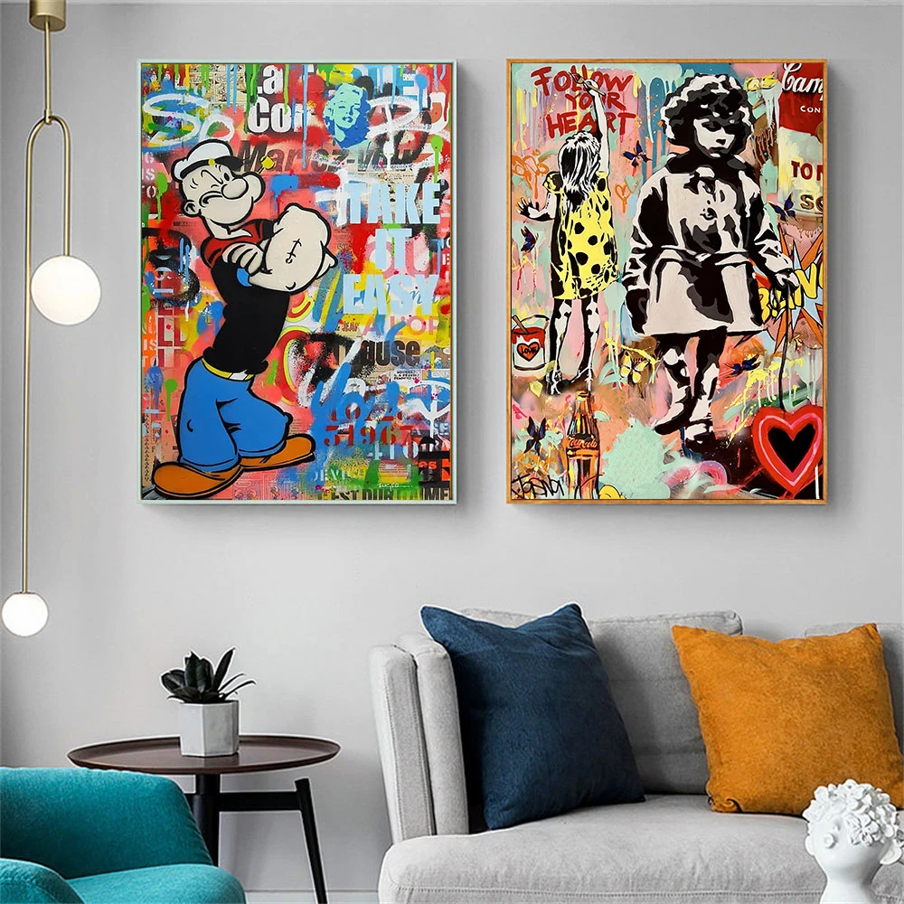 

Street Pop Art Graffiti Poster Follow Your Heart On Canvas Painting Print Abstract Wall Picture For Living Room Home Decoration