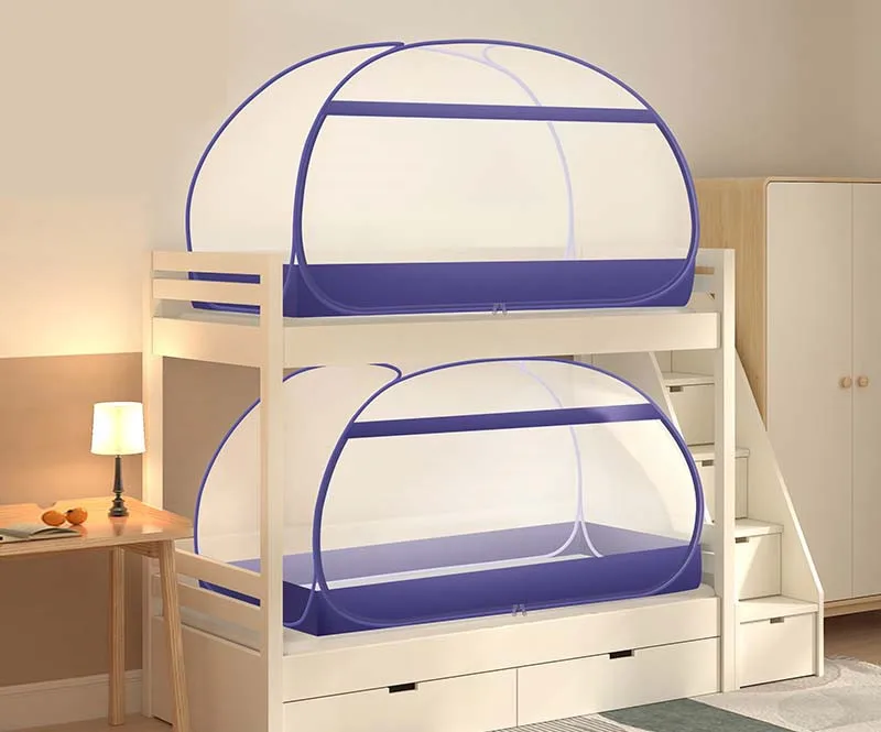 

0.9m-1.5m Kids Bunk Bed Yurt Mosquito Net Bedroom Upper Lower Bunk Free Installation Bed Tent Canopy Foldable Anti-Mosquito Nett