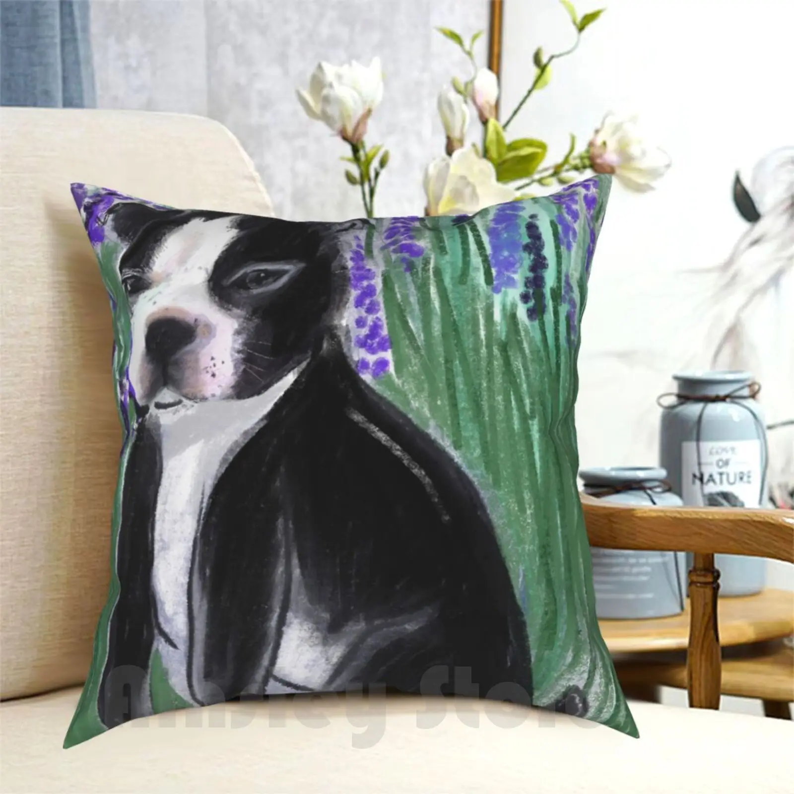 

Boston Terrier Puppy Dog Pillow Case Printed Home Soft DIY Pillow Cover Puppy Boston Terrier Dog