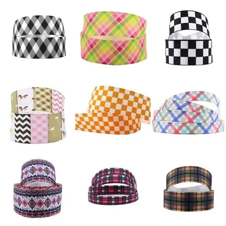 5 Yards Multi Sized Plaid Grid Printed Grosgrain Ribbons For Hair Bows Gift Packaging DIY Handmade Materials,5Yc168