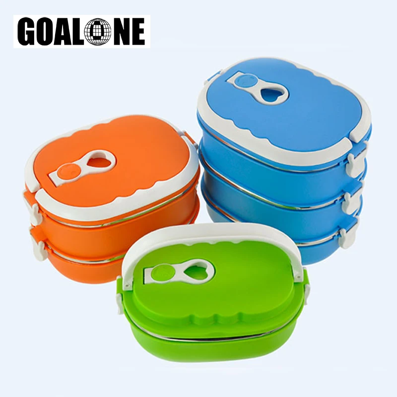 

GOALONE 1/2/3 Layer Stainless Steel Thermos for Food Large Capacity Rectangle Bento Lunch Box Food Container for Kids and Adults