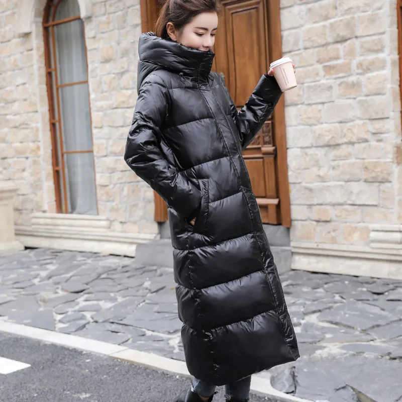 2025 Warm For Womens White Duck Down Jacket Thick Parkas Winter New Long Overcoat Tops Female Hooded Outwear Clothes Zipper Coat