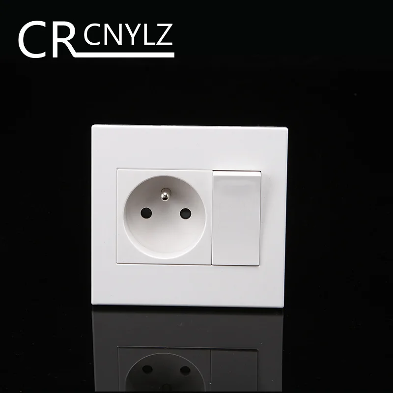 Französischer Standard-Haushaltssteckdosenadapter mit 1-fach 1-Wege-Schalter, 86 * 92mm flammhemmendes Panel, 250V 16A – Detail 1