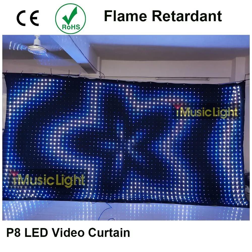 LED Backdrop Vision Curtain P8 2.5mx5m LED  Star cloth For Party DJ wedding,Pub band Stage Background