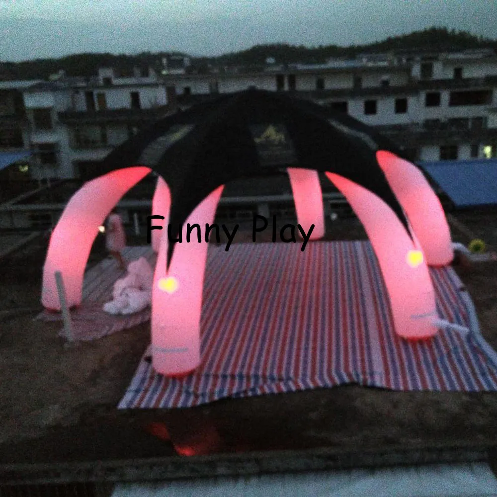 outdoor led light inflatable trade tent for wedding event advertising promotion inflatable spider booth tent with 6 legs