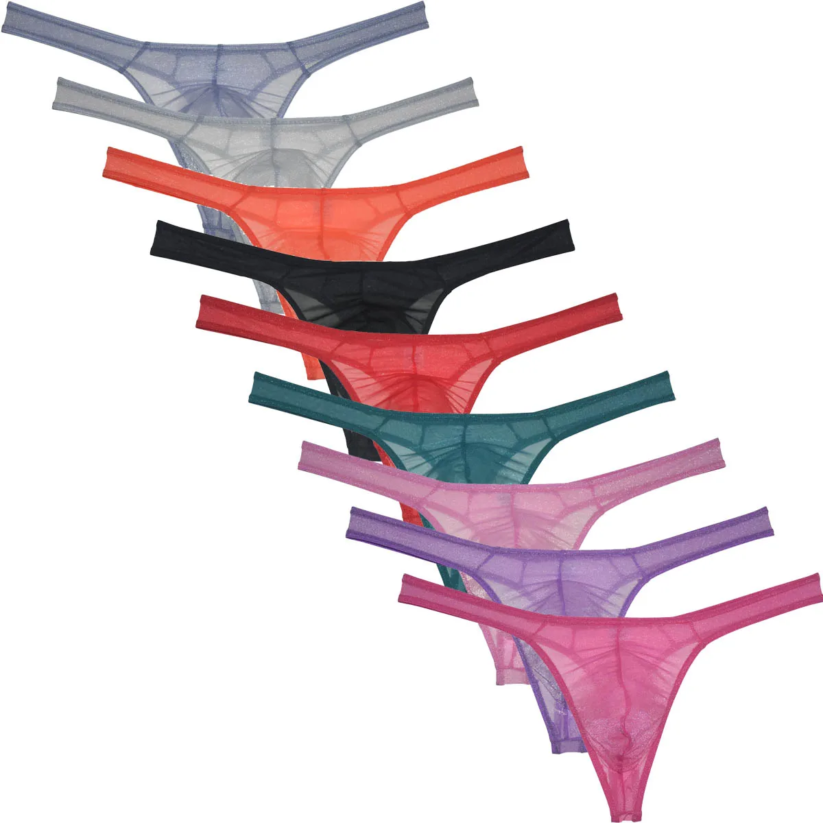 

Sexy Organdy Tangas Men's Sheer Underwear Pouch T-Back Glass Yarn Bikini Thong Jockstrap Homme