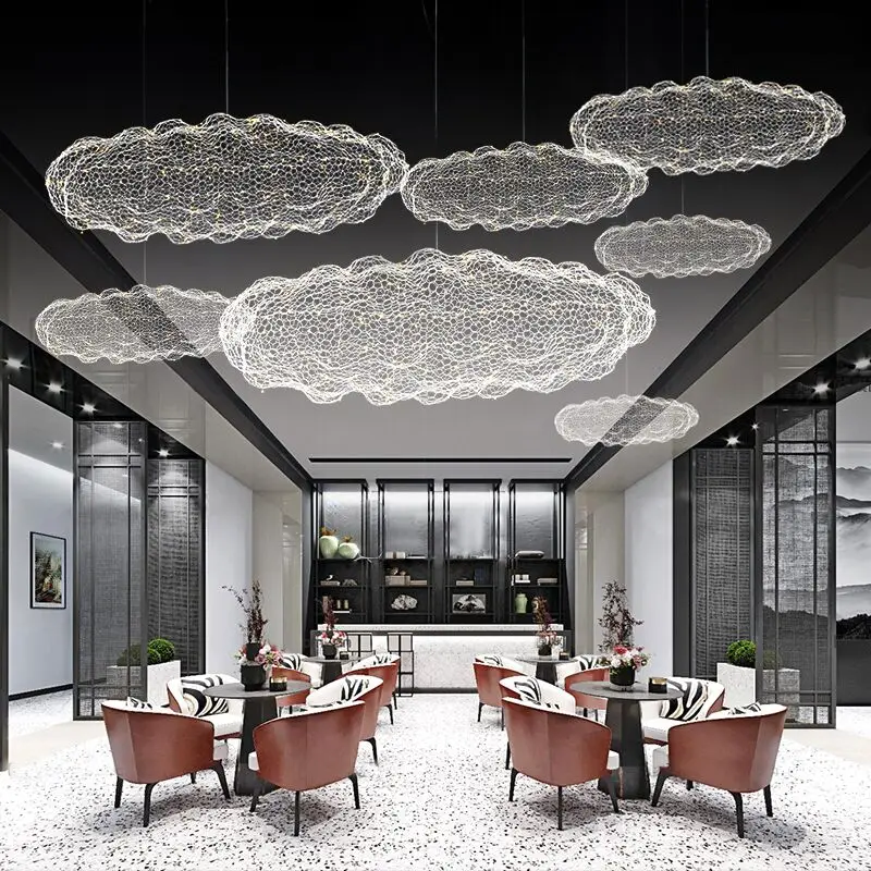 Modern cloud chandelier creative starry light design personality hotel restaurant bar indoor gold Gypsophila Chandeliers