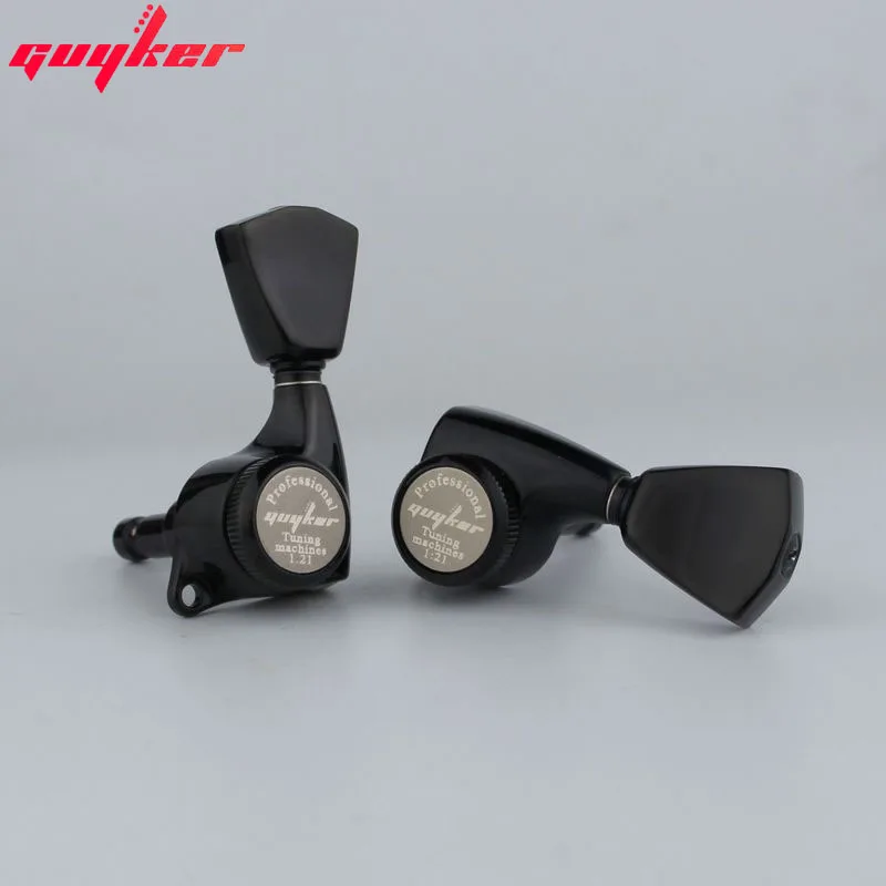 1 Set GUYKER Black tuners Gear ratio 1:21 Lock String Tuners for LP SG Electric Guitars Machine Heads Tuners Trapezium Button