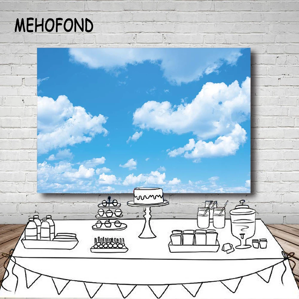 Photography Background Vinyl and Polyester Background Computer Printed Blue Sky White Clouds Backdrops for Photo Studio