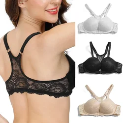 YBCG Backless Lace Lingerie Floral Y-line Women Bra Push Up Underwear Padded Plunge Brassiere Underwire Bras for Women Large Cup