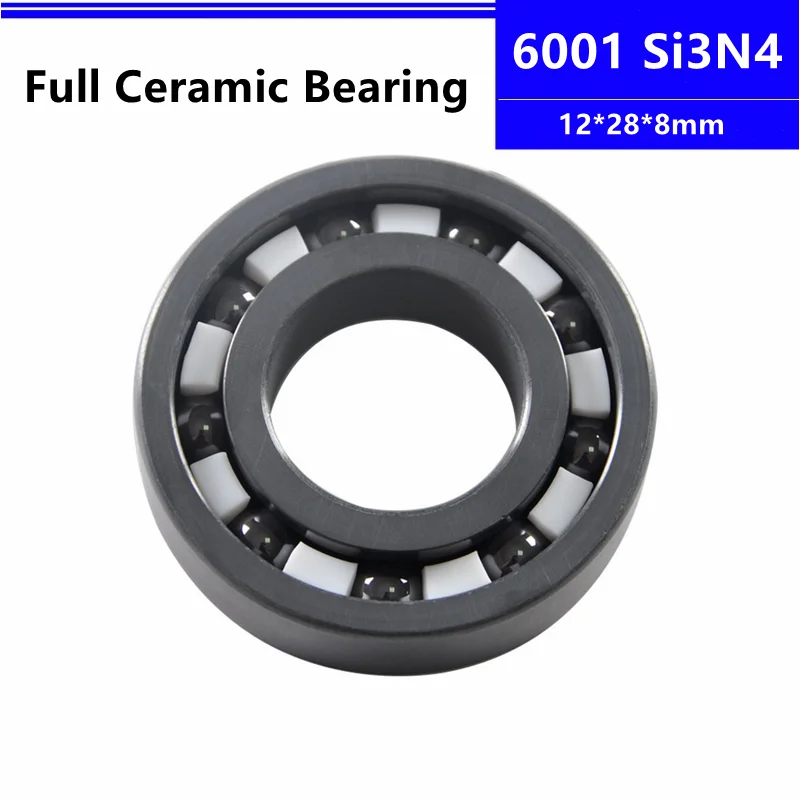 Si3N4 ceramic bearing 6001 12*28*8mm silicon nitride full Ceramic deep groove ball bearing 12x28x8 mm