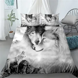 Digital lobo duvet/doona capa conjunto único gêmeo duplo rainha rei cal king size roupa de cama conjunto