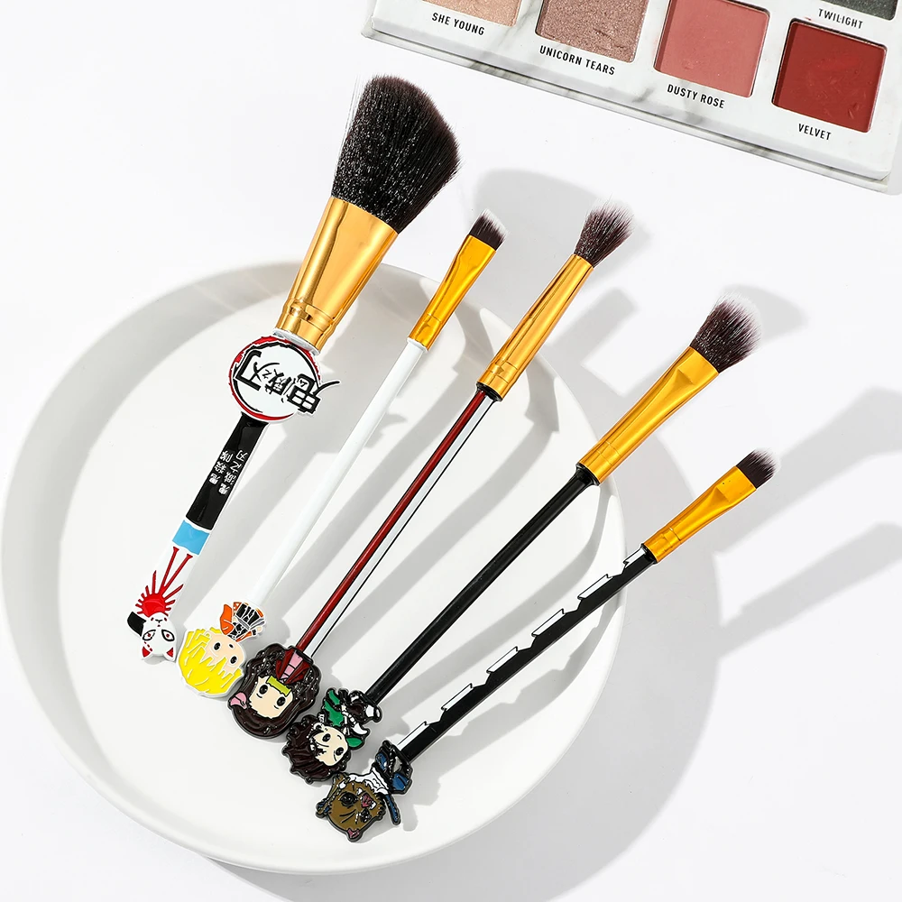 Japan Anime Demon Slayer Kimetsu no Yaiba Makeup Brushes Set  Cosplay Women Eye Shadow Blush Makeup Tool With Bag