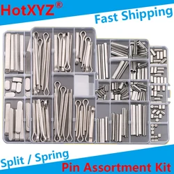 Stainless Steel U R Shape Split Cotter Clip Pins Set Spring Dowel Tension Roll Pin Assortment Kit Fastener Fitting