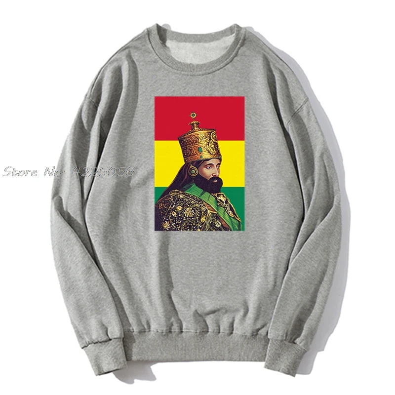 Haile Selassie Mens Hoodie Funny Men Pullover Sweatshirts Harajuku Streetwear