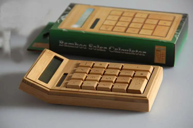 Bamboo solar calculator cute Environmentally friendly ancient wood products, boss financial office stationery