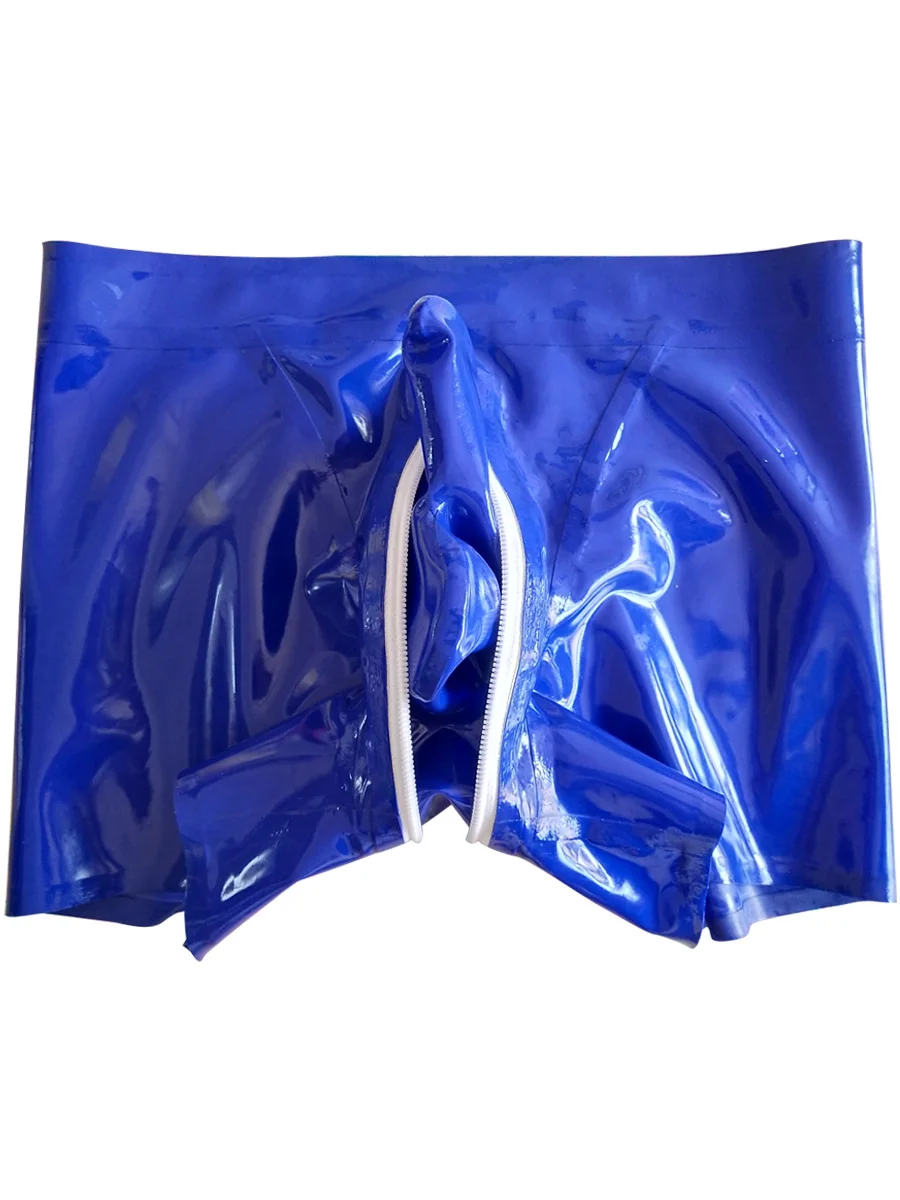 

DARK BLUE LATEX BOXER ZIP HIDDEN TWO CONDOMS