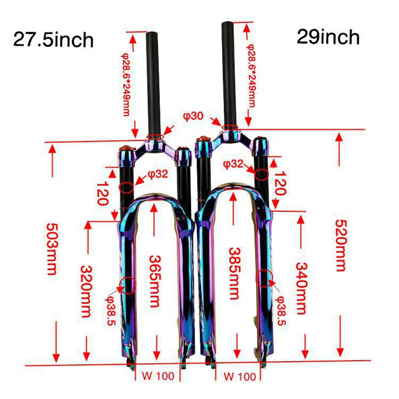 Pasak-MTB Fork 29 Air Suspension, 27.5 Remote Lockout, RL HL Rebound Adjustment, QR 9x100mm, Travel 100mm, Hydraulic Disc Brake