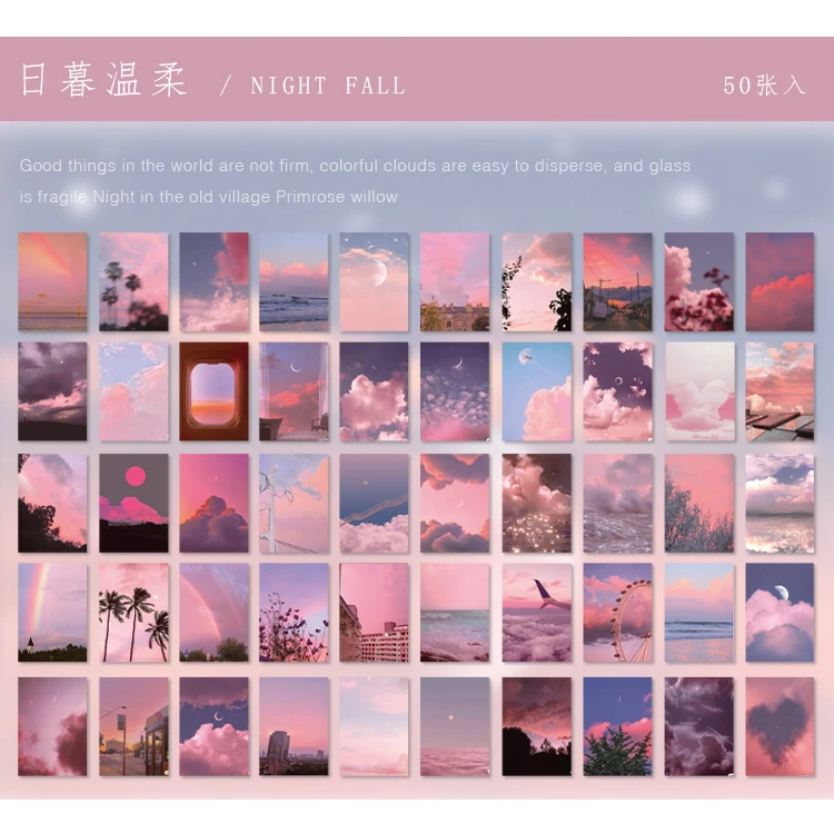 Yoofun 50 vellen natuurlijke landschappen en kunstschilderijen briefpapier stickers boek esthetisch landschap schattig scrapbooking planner journaling