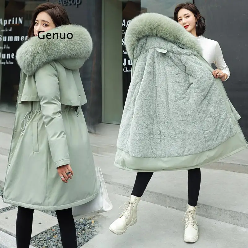 Women Thicken Parkas Fur Liner Hooded  Winter Coat Women Wadded Jacket Long Parkas Gilrs Jaqueta Feminina  6XL