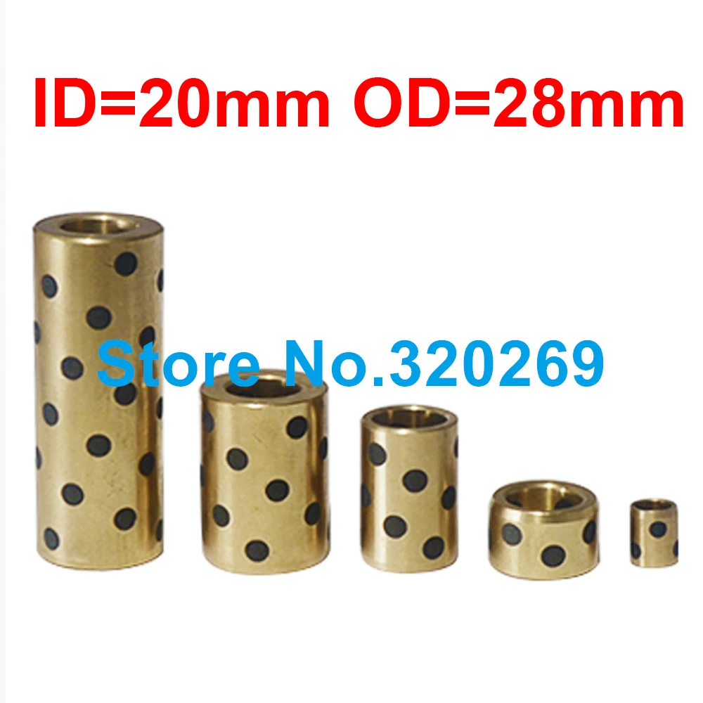 1PCS JDB Oilless Impregnated Graphite Brass Copper Lubricant Embedded Bronze Bearing Bush ID 20 MM 20x28x10 20x28x20 20x28x30MM