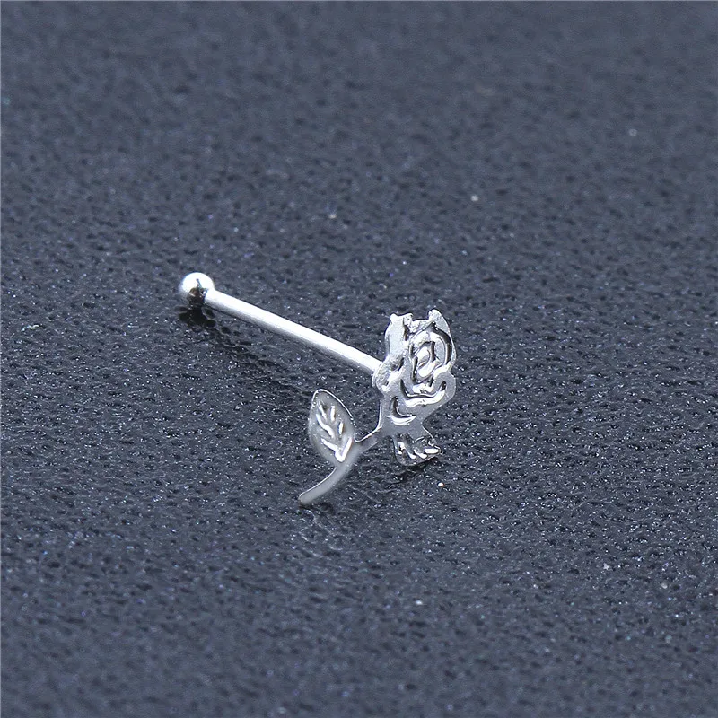 20 Pieces Rose Flower Shape Nose Studs Ball Pin End for Women Girl Nose Rings Piercing Puncture Body Jewelry Universal