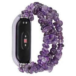DIY Watchband for Mi Band 5/6/7 Bands with Natural Stone Beaded Jewelry Bracelet for Xiaomi Mi Band 3/4 Women Dressy Watch Strap