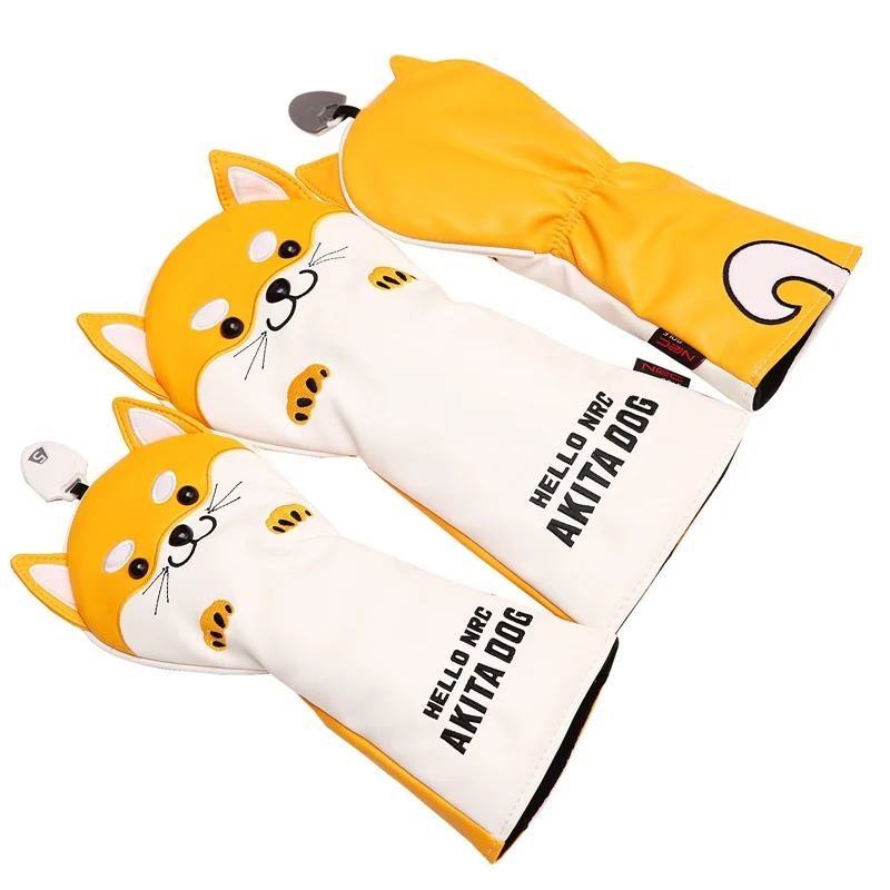 Nrc golf club headcovers motorista fairway madeira híbrido cobre conjunto adorável akita cão dos desenhos animados animal 460cc