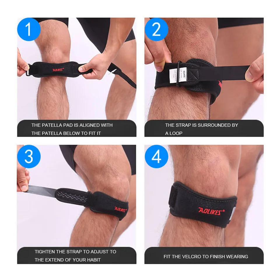 AOLIKES 1 Pcs Adjustable Knee Strap Patellar Tendon Pressurized Protector Support Slider Pad rodilla Guard Badminton Running