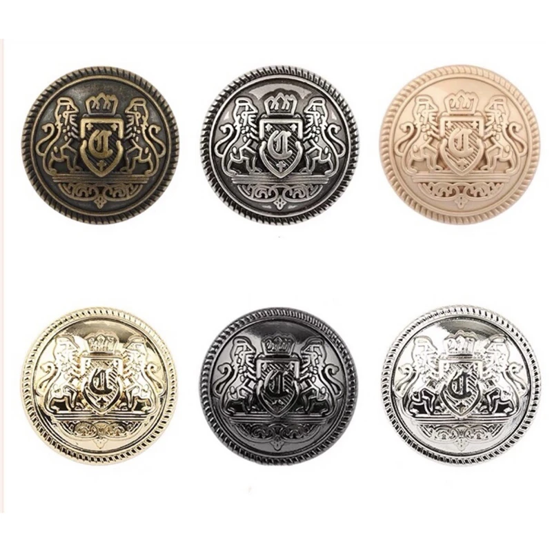 10pcs/lot 15/20/25mm Vintage Metal Clothing Buttons Crown Design British College Style Jacket Buttons Clothes Decorative Buttons