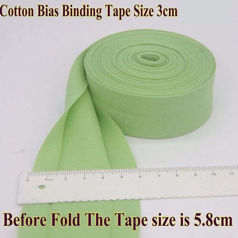 3CM Extra Width Cotton Bias Binding Tape Solid Color Plaid Printing Pattern Single Fold  Sewing Diy Clothes Fabric Accessories