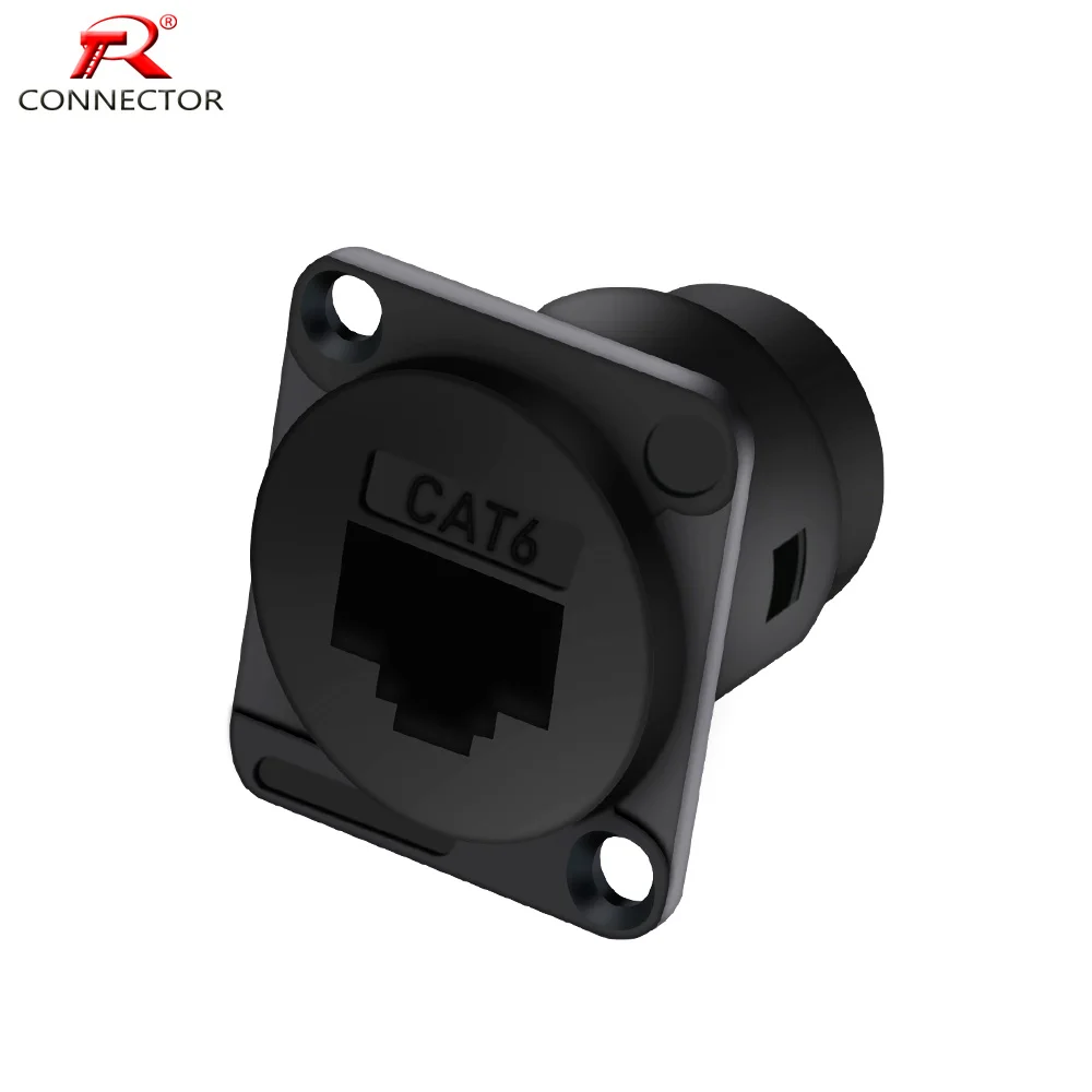 1Pc RJ45 D-type Connectors Ethernet Connector Panel Mount Classis Connector Soldering Cat.6 Terminal 8P8C